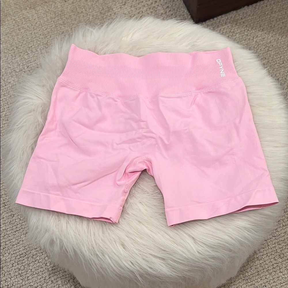 Pink DFYNE workout shorts
